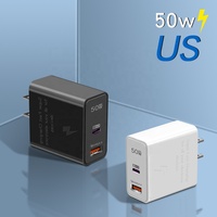 Adaptateur de chargeur portable super rapide 50W PD QC5.0 Chargeur de téléphone USB C Type-C avec prise EU UK US Caméra intelligente 5A