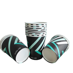 Gobelet à café en papier noir personnalisé avec logo imprimé, pour boissons chaudes ou froides, chocolat, café à emporter, avec un matériau amélioré de 220 g/m² - Product Image 6