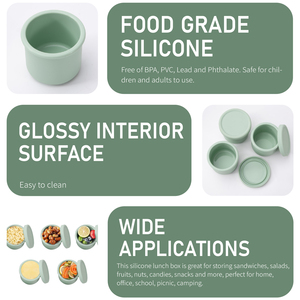 Paquete de 3 Recipientes de Silicona para Snacks con Tapas, Recipientes Redondos Pequeños de Grado Alimenticio para Guardar Snacks, Nueces y Frutas - Product Image 2