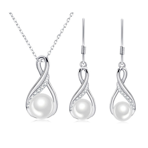 Wholesale S925 sterling silver natural freshwater pearl <b>infinity</b> symbol jewelry set for women's everyday wear - Product Image 1