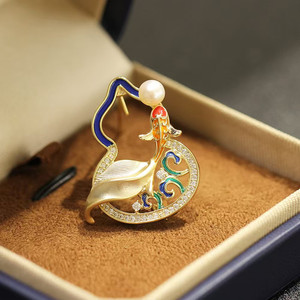 Broche de Calabaza Koi de Lujo Ligero y Exquisito, Pin de Pecho para Hanfu y Qipao, Accesorio de Traje - Product Image 4