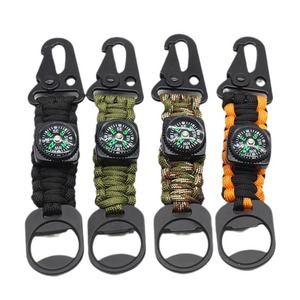 Multifunctional Outdoor Compass Thermometer Bottle Opener Carabiner Paracord Survival Tool Camping Gear 16cm Compact - Product Image 1