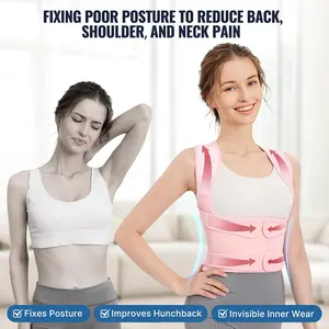 FSPG personalizado soporte completo de espalda enderezador de hombros alivio del dolor de espalda superior e inferior corrector de postura de color rosa