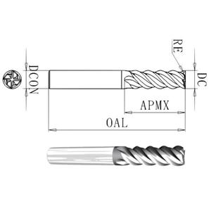 Fresa de esquina de 4 filos de acero inoxidable con radio variable [Diámetro]mmR[R]mm para mecanizado sin vibraciones - 30./35./40. Tonos de voz - Product Image 1
