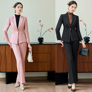 Women's Suit Set Polyester Worsted Anti-Wrinkle Office Lady Long Sleeve Formal Wear - Product Image 1