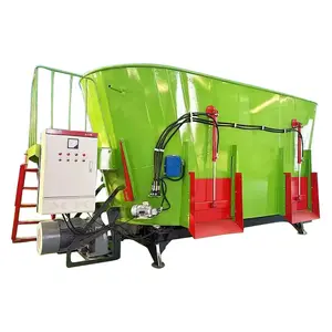 PTO type Vertical and horizontal 18CBM feed cattle TMR mixer machine with conveyor for sale