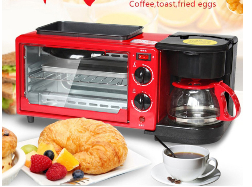 Kitchen Breakfast Oven 3 in 1 Electric Mini Oven for Baking Coffee Fried Eggs