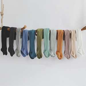 LRTOU New Arrival Cotton Plain Baby Strumpfhosen Strumpfhosen Großhandel 13 Farben hoch gerippt einfarbig Kinder Strumpfhosen - Product Image 1