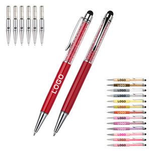 Bolígrafo de Metal y Cristal Novedoso con Punta Táctil, Diseño de Diamante Giratorio, Impresión de Logotipo Personalizado para Regalos de Papelería - Product Image 1