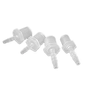 Adaptor pipa berulir pria, Natural PP G1/2 "laki-laki lurus 5/16" 8mm selang Barb 90 derajat siku berduri perlengkapan tabung berulir