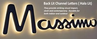 Enseignes lumineuses 3D durables en acier inoxydable avec rétroéclairage LED pour enseignes murales extérieures d'entreprise