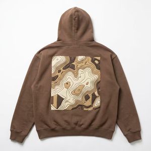 Felpa con cappuccio personalizzata Earth Tone Mocha Brown 100% cotone pesante Streetwear Vestibilità ampia Private Label Ricamo 3D Boxy - Product Image 2