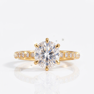 Anillo de Compromiso de Lujo con Diamante Cultivado en Laboratorio de 1.5ct, Corte Brillante Redondo, Elaborado en Oro Amarillo de 14KT para Mujer, Joyería Nupcial Elegante - Product Image 1