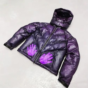 Custom Design Zip up <b>Heat</b> Reactive Fabric Down Jackets Winter Warm Oversized Purple Puffer <b>Coat</b> Bubble <b>Heat</b> Reactive Jacket - Product Image 1