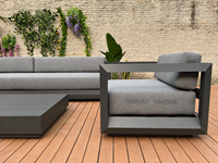 Canapés de jardin modernes Hangkai, mobilier d'extérieur, ensemble de canapés de patio, ensemble de canapés de jardin en aluminium thermolaqué
