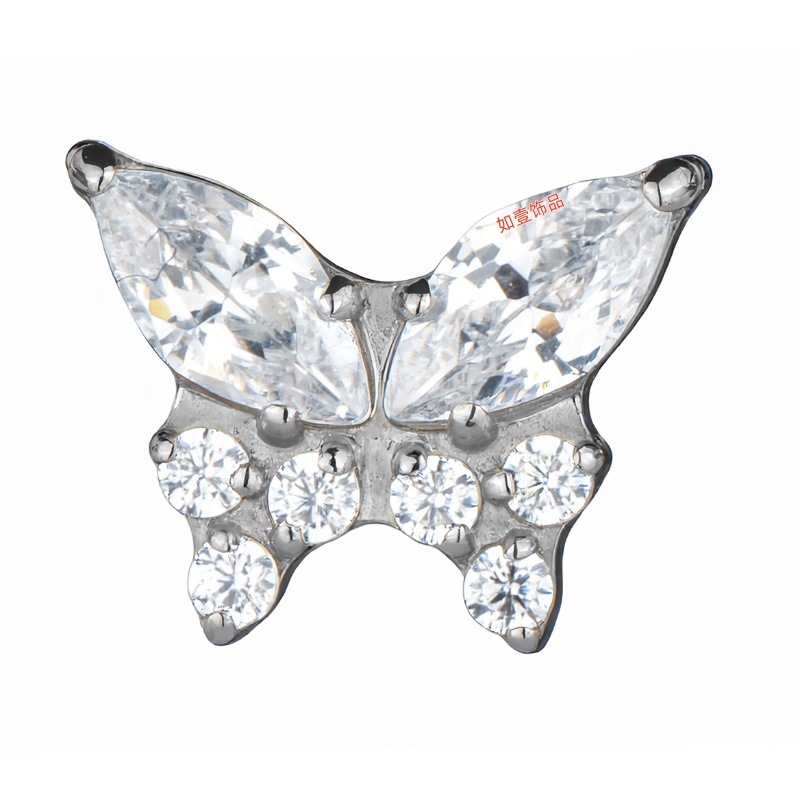 Titanium alloy inlaid with white zircon