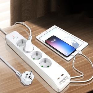 Regleta de alimentación de la UE a precio barato al por mayor, 4 salidas, 2 puertos USB, 2 cargador de escritorio PD tipo C, cable plano de 1,8 M certificado CE - Product Image 3