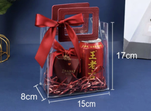 Sac cadeau en plastique PVC bon marché fantaisie sac fourre-tout cadeau cosmétique bougie souvenir de <span class=keywords><strong>mariage</strong></span> transparent avec poignée carrée ronde en cuir - Product Image 2