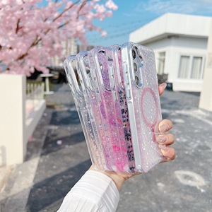 Étui magnétique fin transparent avec paillettes et sequins en époxy pour Samsung <span class=keywords><strong>Galaxy</strong></span> <span class=keywords><strong>A13</strong></span> A56 A18 A55 A24, compatible avec la charge sans fil, antichoc, brillant - Product Image 3