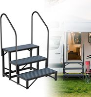 Escalier de camping-car à 4 marches avec main courante, marches de spa en aluminium avec tapis antidérapants, escalier robuste pour maison mobile et villa extérieure
