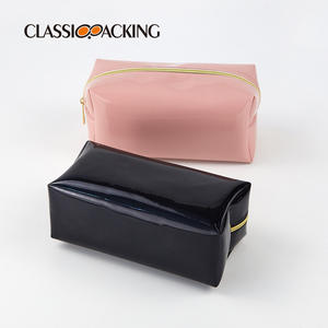 Sac à cosmétiques en cuir verni personnalisé du fabricant sac à cosmétiques carré portable étanche de <span class=keywords><strong>voyage</strong></span> trousse de toilette organiser le maquillage pour les femmes - Product Image 2