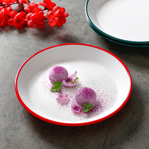 Plato redondo de melamina, color rojo y blanco, plato hondo para servir sopa, ensalada fría, en hoteles y restaurantes. - Product Image 1
