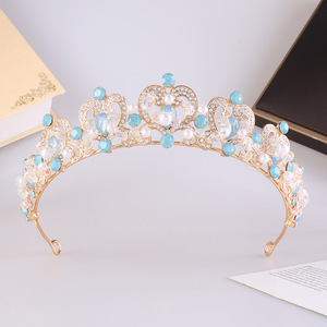 Diadème de mariée artisanal en or vert menthe avec fleurs, opale et cristaux, motif feuille élégant, pour <span class=keywords><strong>mariage</strong></span> en forêt - Product Image 6