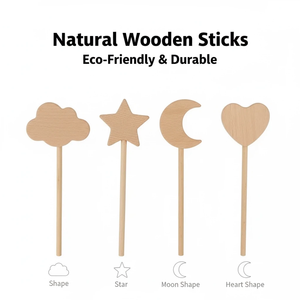 Bacchetta Magica Personalizzata in Legno di Faggio, Bacchetta da Principessa Fatata con Luna, Stella e Cuore, Regalo di Compleanno per Ragazze - Product Image 1
