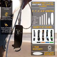 Laisse de surf noire durable unisexe pour planche à pagaie gonflable avec composants lumineux pour les eaux de l'océan