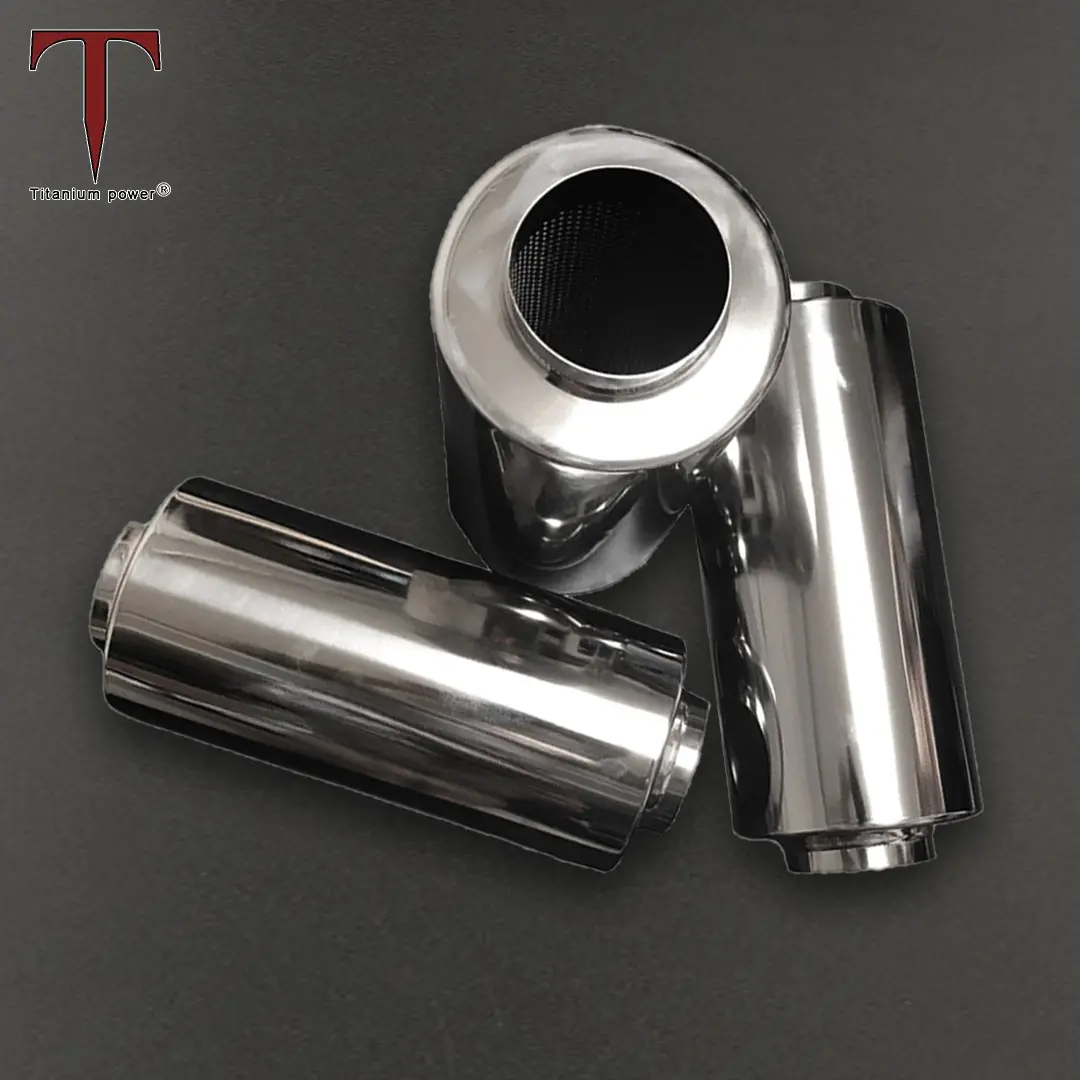 Customizable 2.5~4 inch Polished outlet pipe Round Exhaust Silencer/Muffler/Resonator for automotive exhaust system