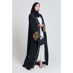 <span class=keywords><strong>Abaya</strong></span> ouverte de luxe <span class=keywords><strong>chic</strong></span> français pour les femmes musulmanes robe de prière en mousseline ornée d'or Nida matériel XS <span class=keywords><strong>Kimono</strong></span> <span class=keywords><strong>Abaya</strong></span> robe Dubaï - Product Image 3