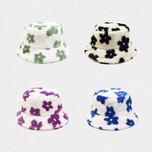 หมวกบักเก็ตขนเฟอร์เทียมลายดอกไม้ อุ่นสบาย ใช้ได้หลากหลาย สำหรับผู้หญิง สาวๆ  ขายส่งสำหรับฤดูใบไม้ร่วงและฤดูหนาว - Product Image 3