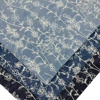 Kain Denim Katun Bordir Bunga Organik Ramah Lingkungan Berdensitas Tinggi dan Tebal untuk Grosir