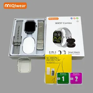定制产品WK97带耳机的智能手表2合1蓝牙通话信息提醒带耳机的智能手表