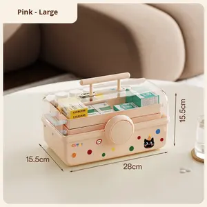 大容量ポータブル3層透明薬収納ボックスモダン多機能クリエイティブデスクトップアルミプラスチック - Product Image 6