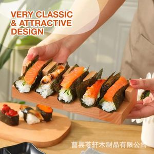 Soporte de madera maciza para torre de sushi, soporte para rollos de sushi, expositor de servicio, soporte multifuncional para bolas de arroz para restaurantes familiares - Product Image 4