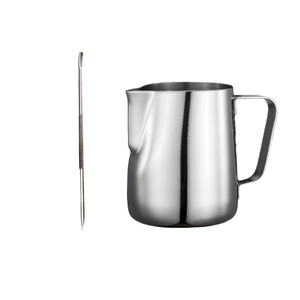 Jarra Espumadora de Leche Reutilizable de Acero Inoxidable 5oz/8oz/12oz/20oz/32oz/50oz para Café/Cappuccino Barista Vaporizador <span class=keywords><strong>Espiral</strong></span> Cabeza Plana - Product Image 1