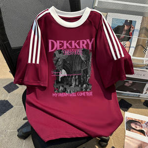 T-Shirt Oversize a Righe con Grafica '<span class=keywords><strong>My</strong></span> <span class=keywords><strong>Dream</strong></span> Will Come True' DEKKRY, Stile Retrò Casual Multicolore Unisex 220 Grammi Hip Hop - Product Image 3