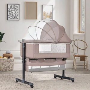 Cuna portátil plegable de altura ajustable para niños recién nacidos, cuna para bebé, cuna de viaje portátil con mosquitera - Product Image 1