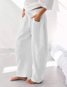 Stock américain <span class=keywords><strong>Pantalon</strong></span> large pour femme <span class=keywords><strong>Pantalon</strong></span> baril <span class=keywords><strong>Taille</strong></span> élastique <span class=keywords><strong>Pantalon</strong></span> baggy surdimensionné <span class=keywords><strong>Pantalon</strong></span> de sol droit <span class=keywords><strong>Taille</strong></span> <span class=keywords><strong>haute</strong></span> - Product Image 2