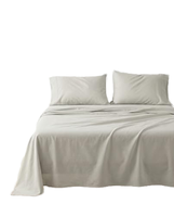 Ensemble de draps unis solides pour lit 150 x 190/200, 100% coton, 3 pièces, respirant, rembourrage en polyester doux