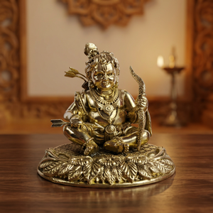 Elegante Estatua de Krishna de Latón Hecha a Mano, Ídolo Tradicional del Dios Hindú, Figura Decorativa Espiritual, Venta al por Mayor para el Hogar, Templo u Oficina - Product Image 1