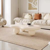 Table basse en bois de style nordique minimaliste, luxueuse, unique, élégante et écologique, design nuage blanc crème pour le salon