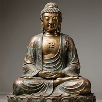 Statue de Bouddha en cuivre et laiton antique sur mesure, revêtement en poudre, couleur personnalisée pour décoration religieuse ou culturelle en extérieur