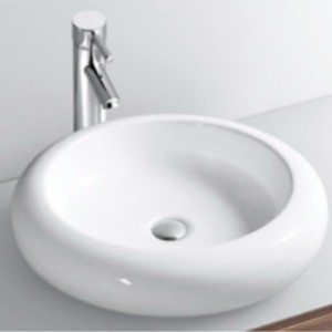 อ่างล้างหน้าเซรามิกทรงกลมสีขาวแบบวางบนเคาน์เตอร์ รูเดียว ขนาด 460x460 มม. - Product Image 4