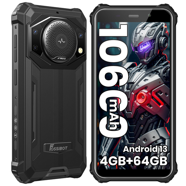 Fossibot F101P 10600mAh Long Lasting Battery Rugged Smartphone Unlocked 4GB+ 64GB Android 13 Loud Speaker Waterproof Cell Phone