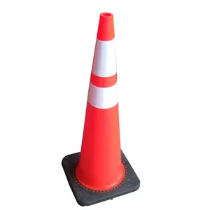 36 Inch 90cm Height High Visible Rubber Black Base PVC Traffic Cone Traffic Control Warning Cone