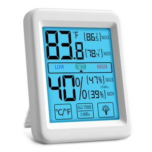 Moniteur de Climat Intérieur à Écran Tactile Rétroéclairé J&R, Enregistrement Max/Min, Thermomètre Numérique, Hygromètre Mural - Product Image 1