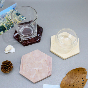 UnionStone Hexagon Stone Coaster Set Natural Marble Non-Slip <b>Mats</b> Modern Design for Table Decoration - Product Image 2