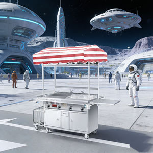 4 Wheel Mobile Stainless Steel Snack <b>Food</b> Cart Convertible Rust Resistant Built-In <b>Heater</b> Grill Easy Assembly for Outdoor Use - Product Image 2